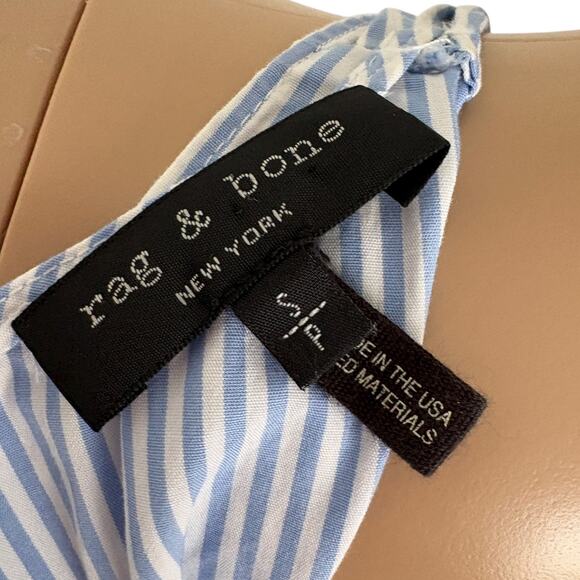 Rag & Bone Stripe Cold Shoulder Dress Minimalist Coastal Preppy Resort Chic S - Picture 7 of 9